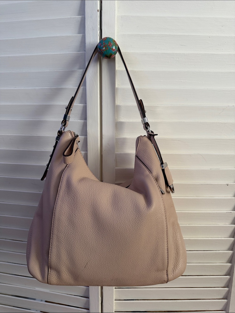 Michael Kors Pebbled Leather Hobo in Light Mauve
